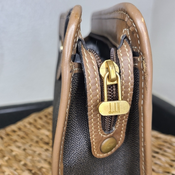 Dunhill Brown Leather & Charcoal Grey Vintage Canvas Portfolio/Clutch Unisex - Picture 6 of 8